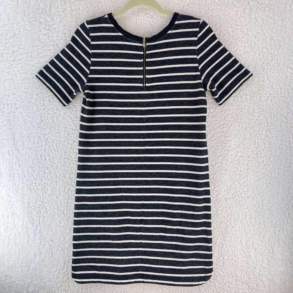 LOFT Dark Gray and White Striped Casual Dress - Picture 10 of 14